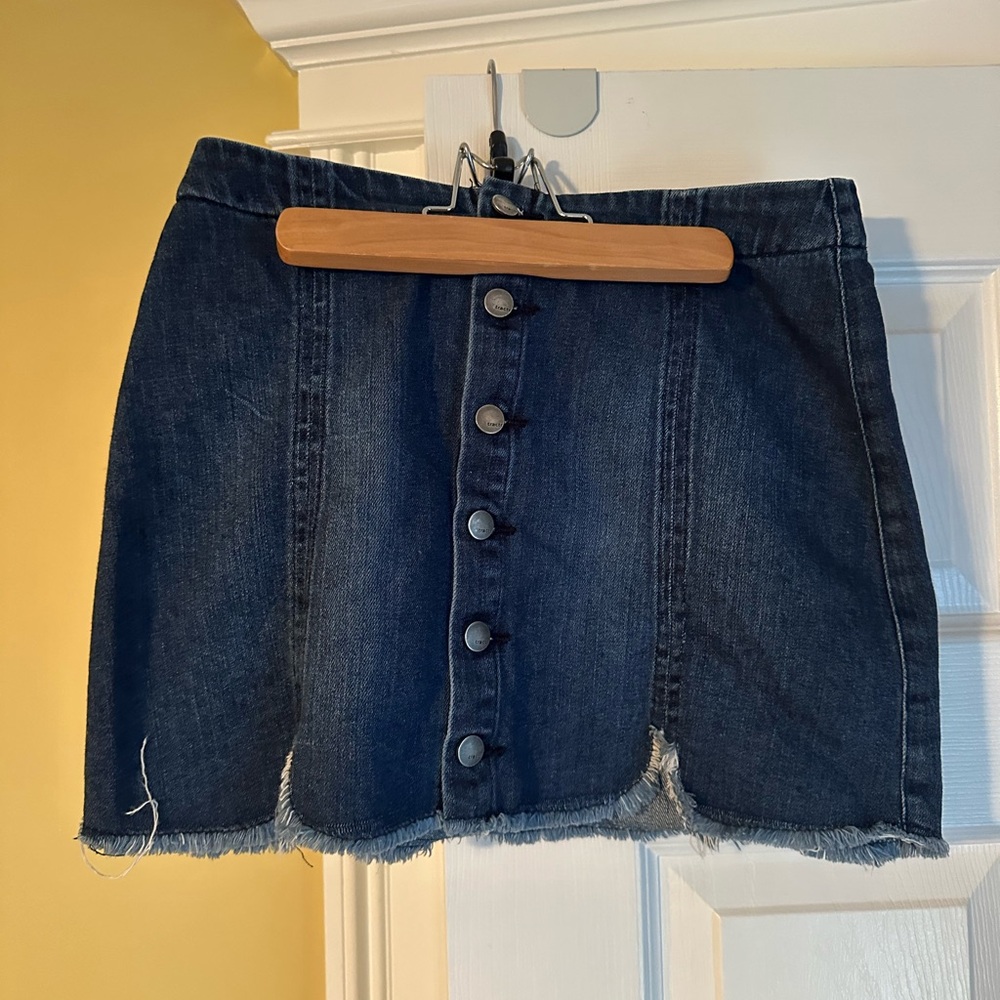 Tractr Button-Up Jean Skirt